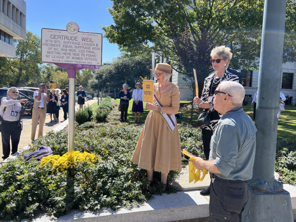 League of Women Voters of North Carolina unveil NVWT marker and